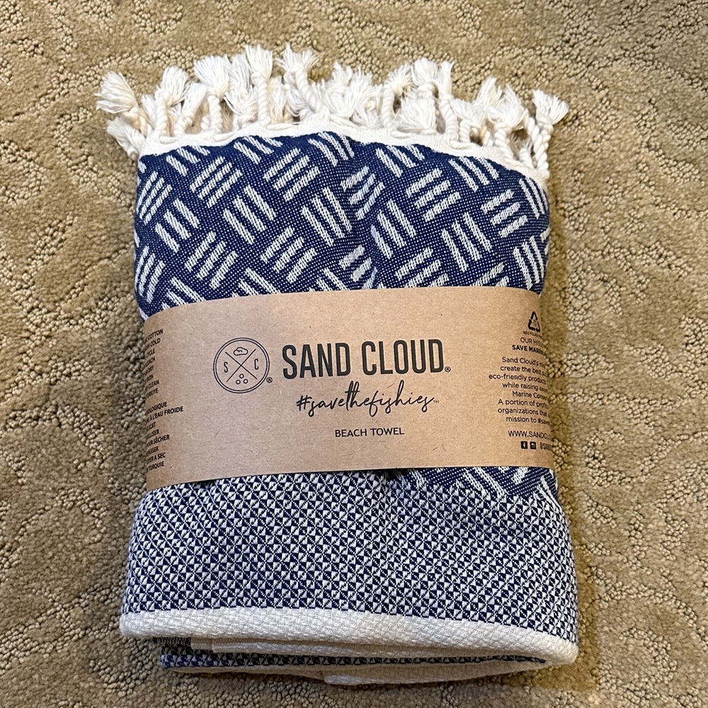 Sand Cloud Navy and White Beach Towel